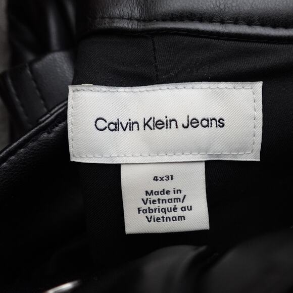 Calvin Klein Jeans Faux Leather 90s Pants Black Beauty - 4 - Picture 3 of 10